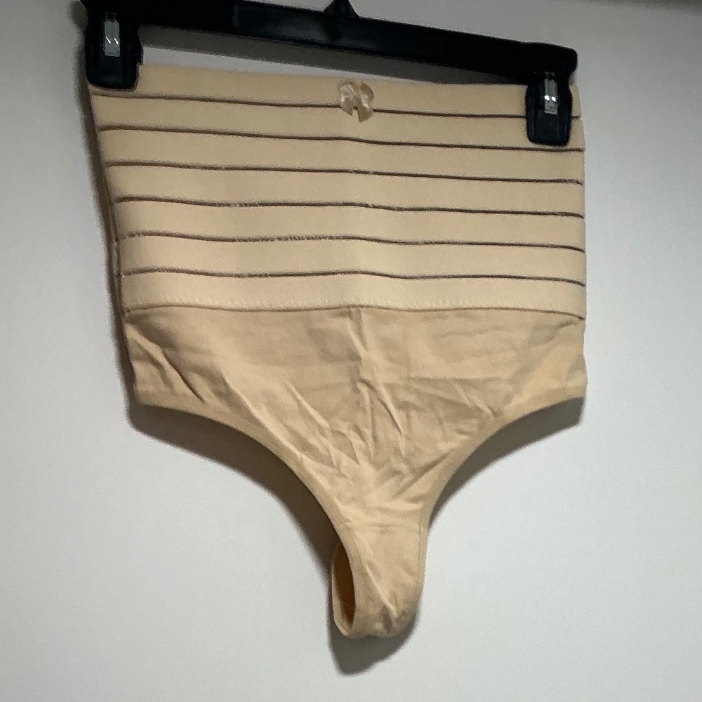 PatPat Women High Waisted Tummy Control Thong Shapewear Apricot Nude Small NEW